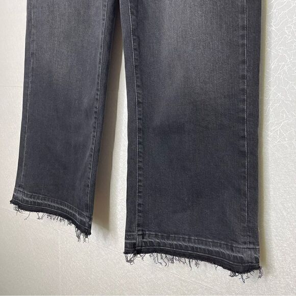 Zara High Waist Raw Hem Culotte Jeans Carbon Black 8 - Picture 3 of 7